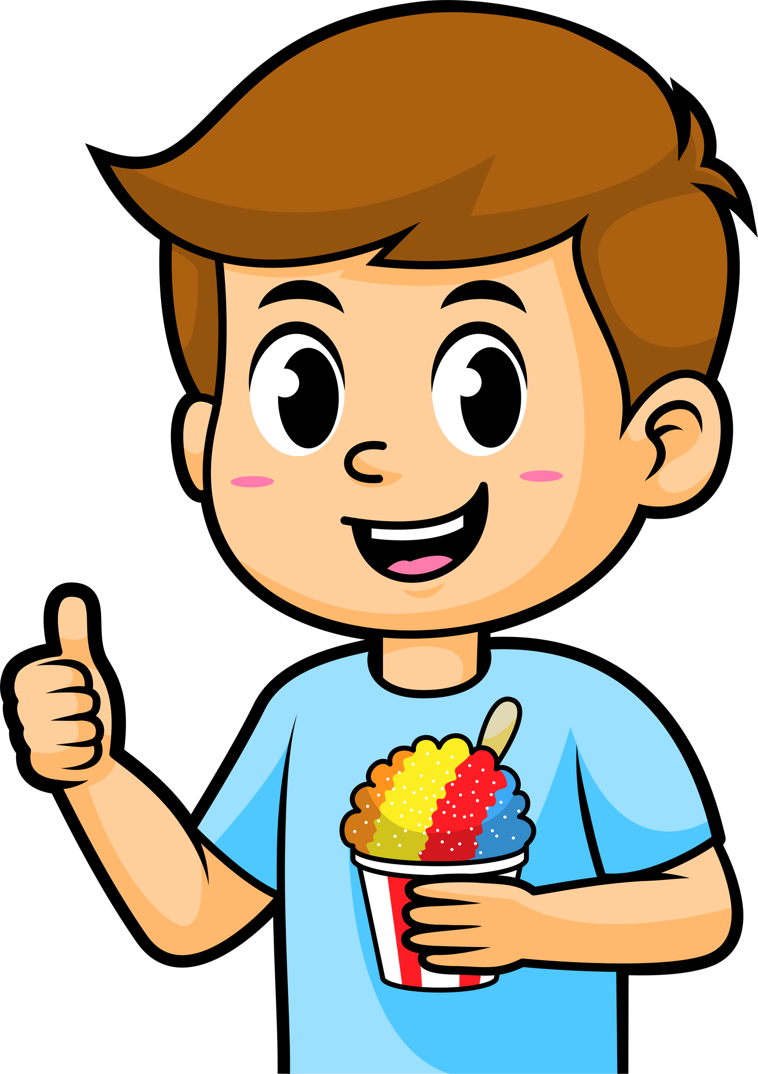 Little boy with shaved ice cartoon design